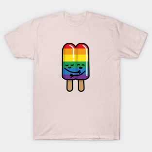 Lesbian Gay couple popsicle Rainbow flag LGBT love T-Shirt